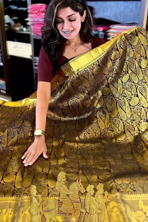 Load image into Gallery viewer, Gratifying Brown Soft Banarasi Silk Saree With Alluring Blouse Piece
