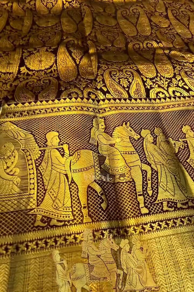 Gratifying Brown Soft Banarasi Silk Saree With Alluring Blouse Piece