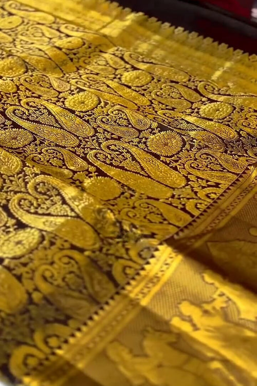 Load image into Gallery viewer, Gratifying Brown Soft Banarasi Silk Saree With Alluring Blouse Piece
