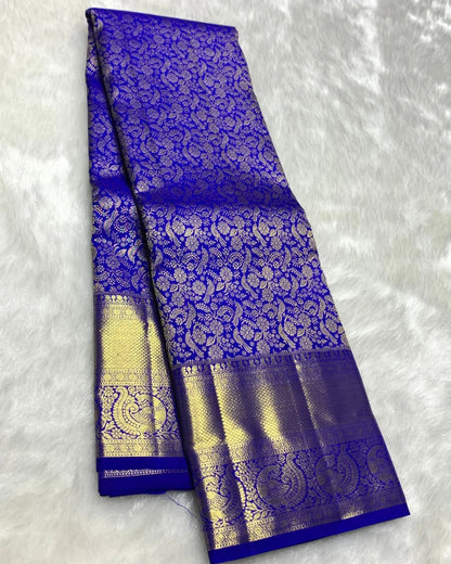 Charismatic Royal Blue Soft Banarasi Silk Saree With Pretty Blouse Piece