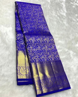 Charismatic Royal Blue Soft Banarasi Silk Saree With Pretty Blouse Piece
