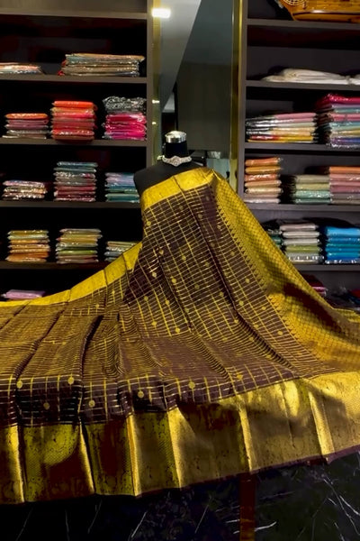 Luxuriant Brown Soft Banarasi Silk Saree With Scintilla Blouse Piece