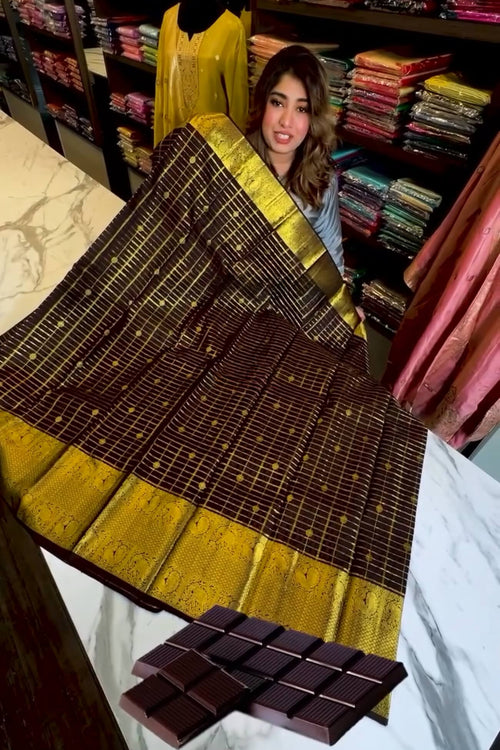 Load image into Gallery viewer, Luxuriant Brown Soft Banarasi Silk Saree With Scintilla Blouse Piece
