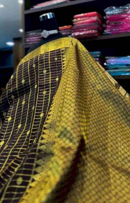 Luxuriant Brown Soft Banarasi Silk Saree With Scintilla Blouse Piece