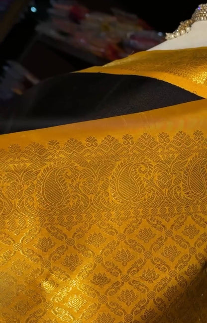 Fairytale Black Soft Banarasi Silk Saree With Pulsating Blouse Piece