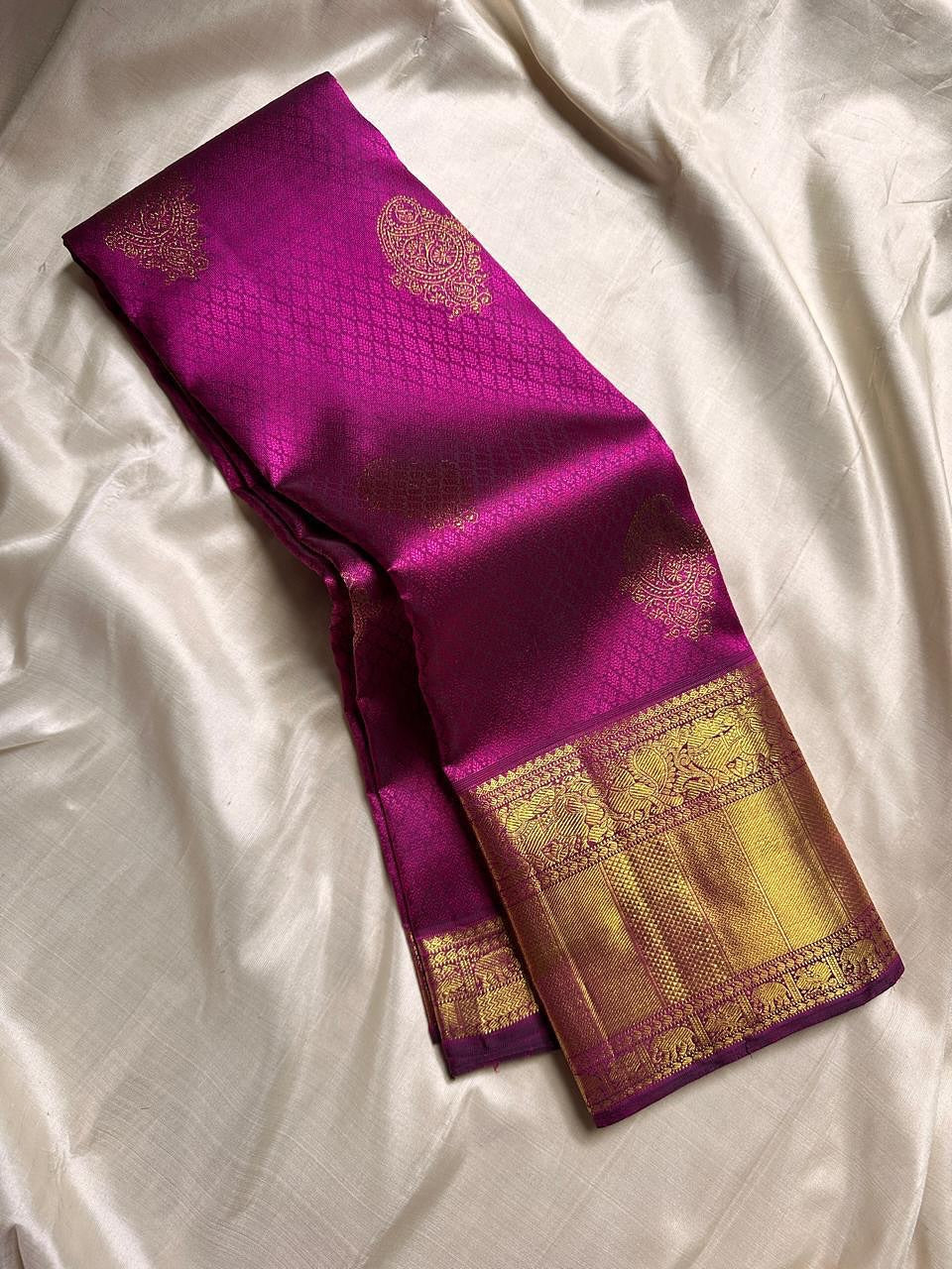 Cynosure Purple Soft Banarasi Silk Saree With Sempiternal Blouse Piece