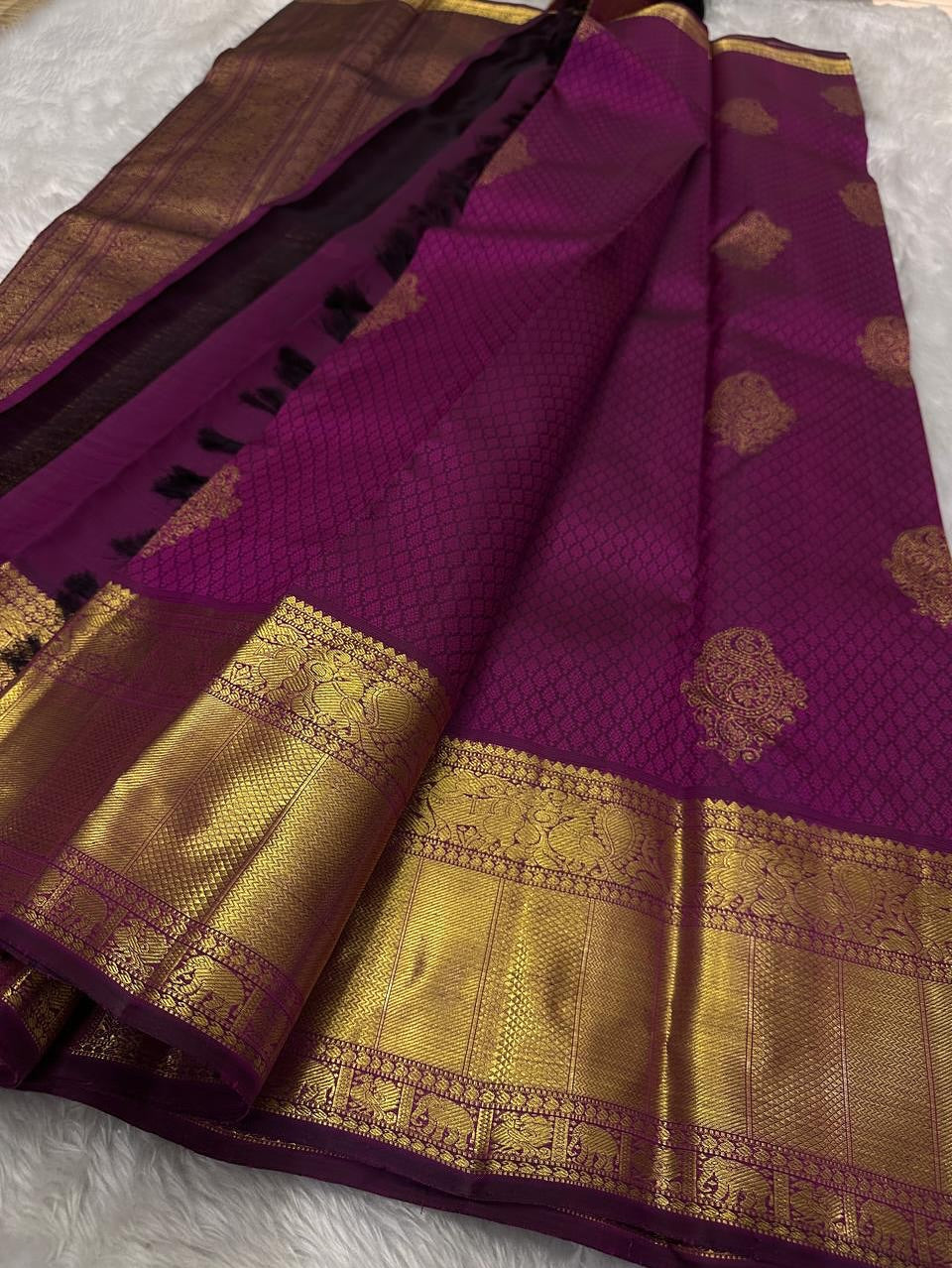 Cynosure Purple Soft Banarasi Silk Saree With Sempiternal Blouse Piece