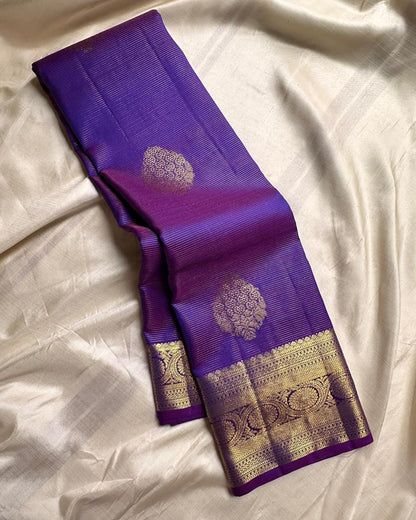 Ornate Purple Soft Banarasi Silk Saree With Ethereal Blouse Piece