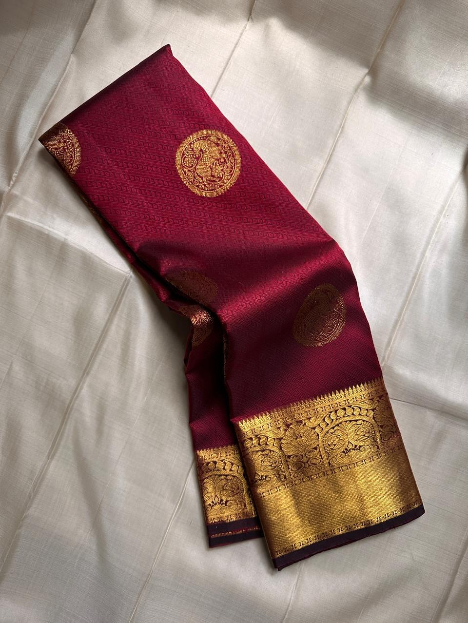 Embellished Maroon Soft Banarasi Silk Saree With Gossamer Blouse Piece