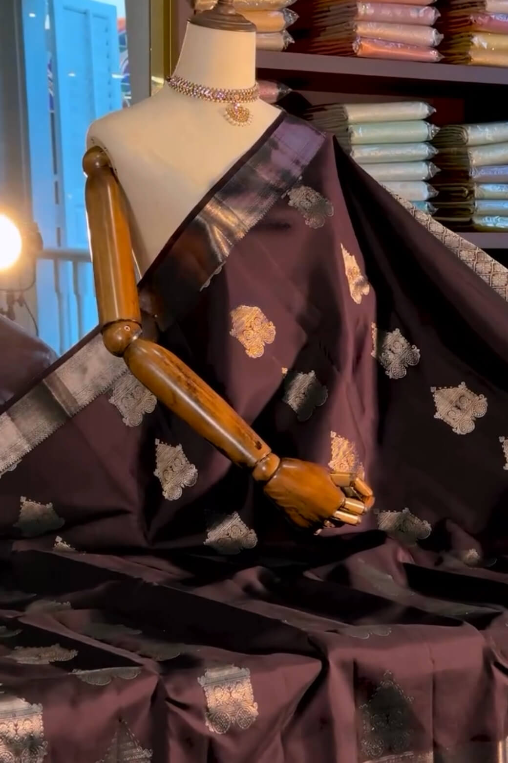 Bucolic Brown Soft Banarasi Silk Saree With Posh Blouse Piece