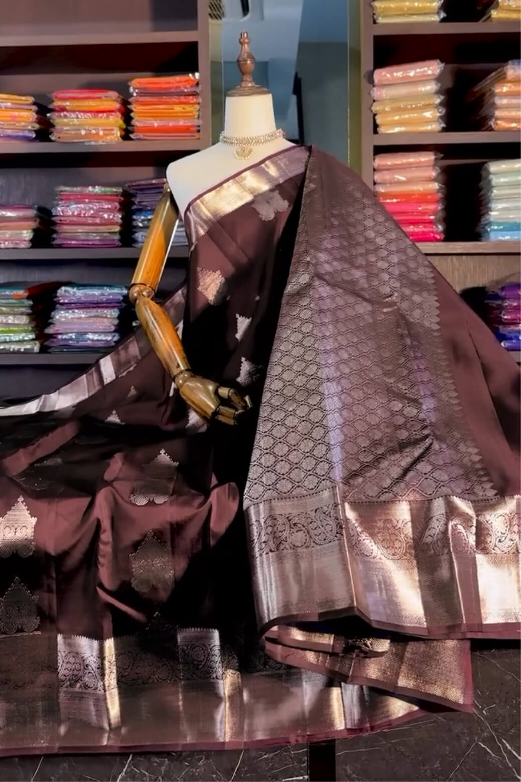 Bucolic Brown Soft Banarasi Silk Saree With Posh Blouse Piece