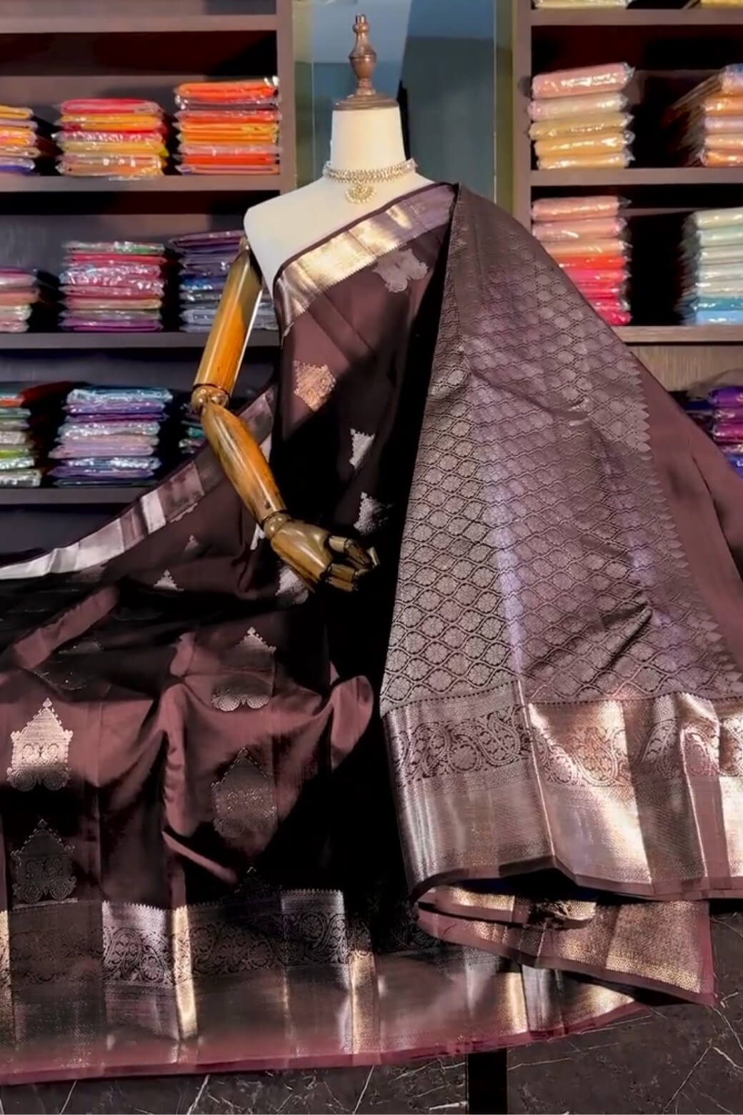 Bucolic Brown Soft Banarasi Silk Saree With Posh Blouse Piece
