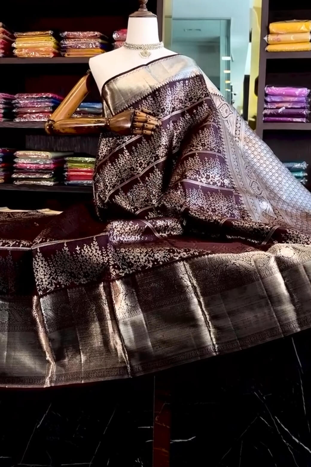 Epiphany Wine Soft Banarasi Silk Saree With Devastating Blouse Piece