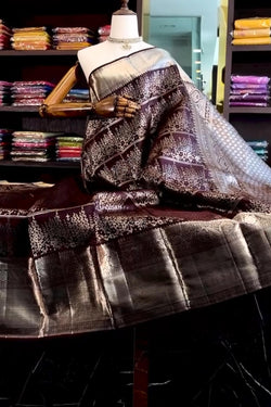 Epiphany Wine Soft Banarasi Silk Saree With Devastating Blouse Piece