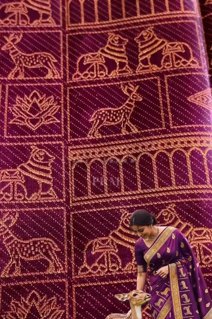 Demure Purple Soft Banarasi Silk Saree With Petrichor Blouse Piece