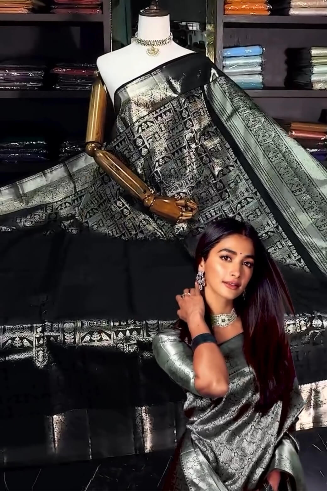 Tremendous Black Soft Banarasi Silk Saree With Elaborate Blouse Piece