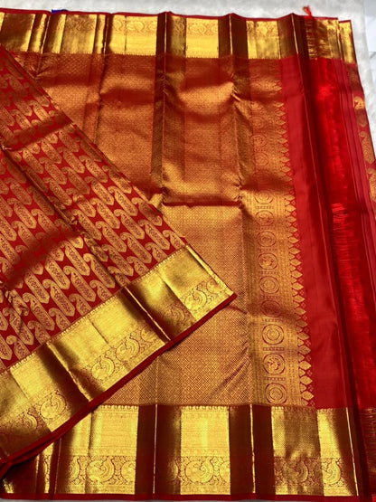 Grandiose Red Soft Banarasi Silk Saree With Vibrant Blouse Piece