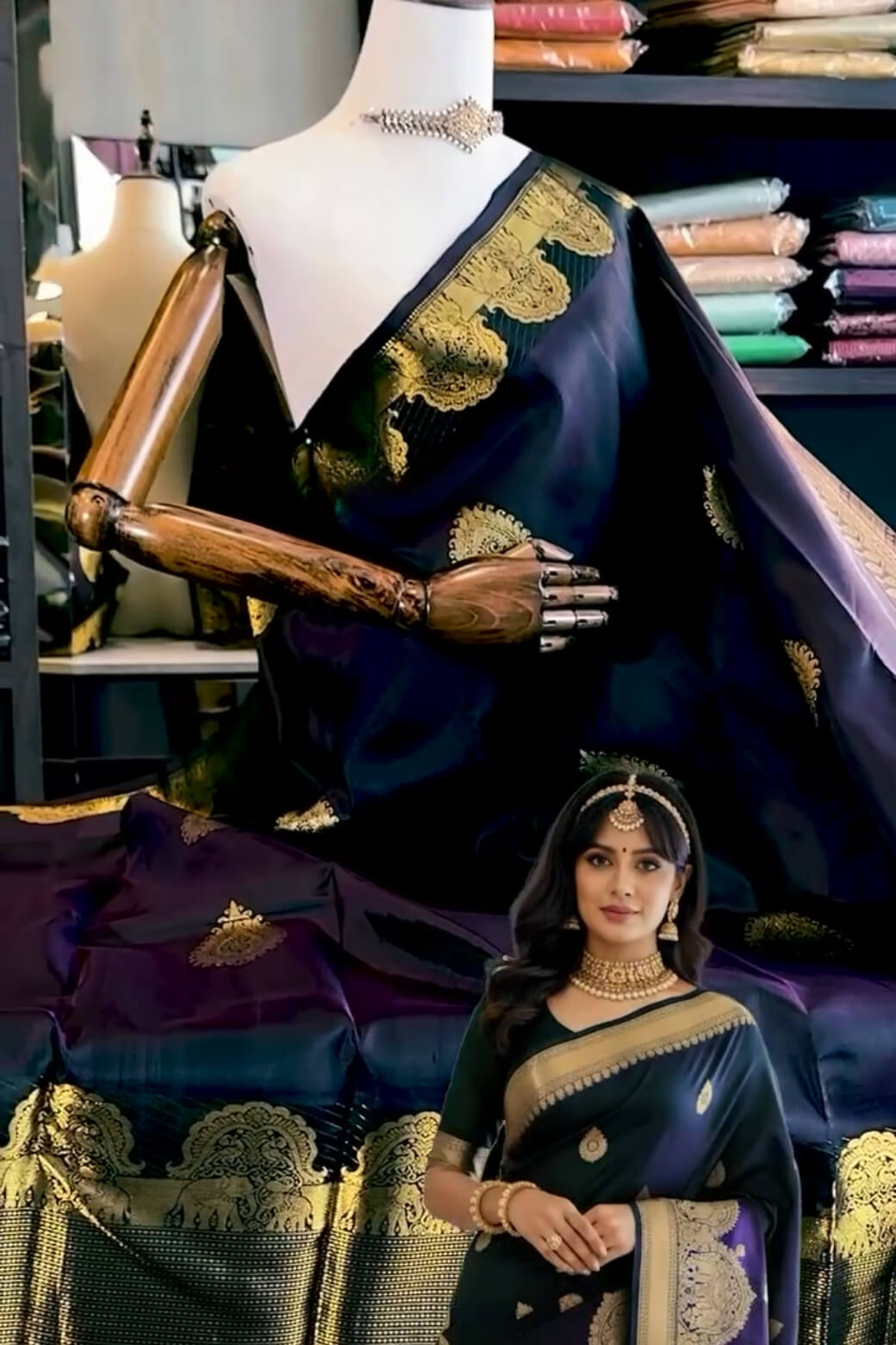 Ebullience Purple Soft Banarasi Silk Saree With Staring Blouse Piece