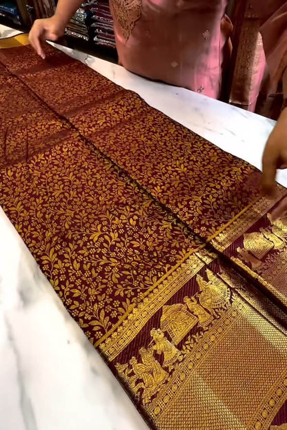 Radiant Wine Soft Banarasi Silk Saree With Delightful Blouse Piece
