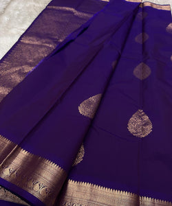 Demesne Purple Pure Zari Weaving Banarasi Silk Saree With Sizzling Blouse Piece
