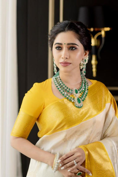 Yellow Sari/ Sari With Blouse/ Indian Sari Fashion/ Designer Sari
