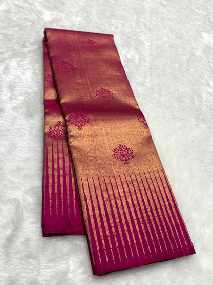 Prominent Dark Pink Pure Zari Weaving Banarasi Silk Saree With Palimpsest Blouse Piece