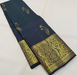 Magnetic Navy Blue Pure Zari Weaving Banarasi Silk Saree With Ravishing Blouse Piece