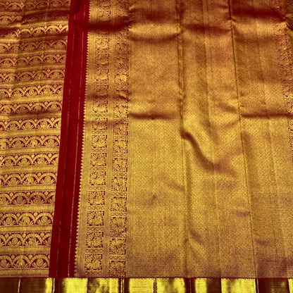 Marvellous Red Pure Zari Weaving Banarasi Silk Saree With Zephyr Blouse Piece
