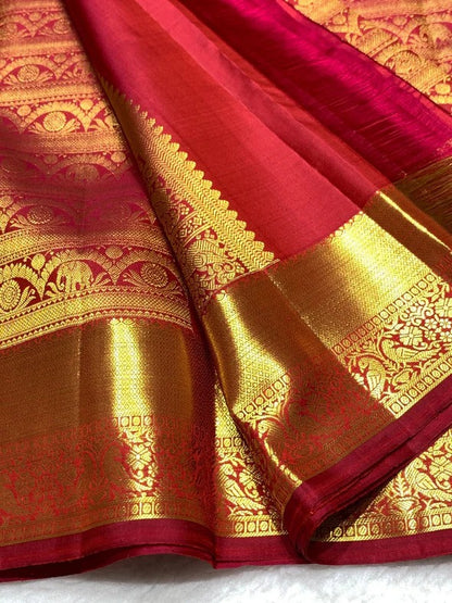 Marvellous Red Pure Zari Weaving Banarasi Silk Saree With Zephyr Blouse Piece