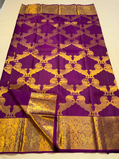 Classic Purple Pure Banarasi Silk Saree With Dalliance Blouse Piece