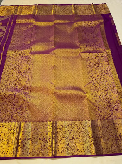 Classic Purple Pure Banarasi Silk Saree With Dalliance Blouse Piece