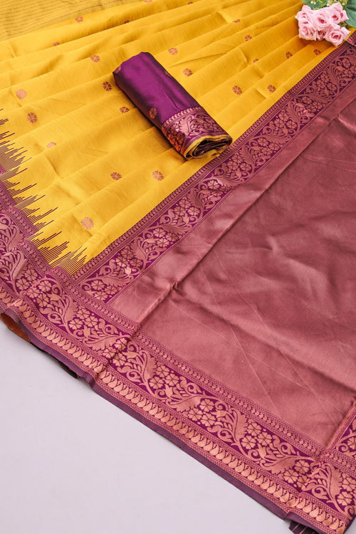 Load image into Gallery viewer, Mesmerising Yellow Soft Silk Saree With Demanding Blouse Piece
