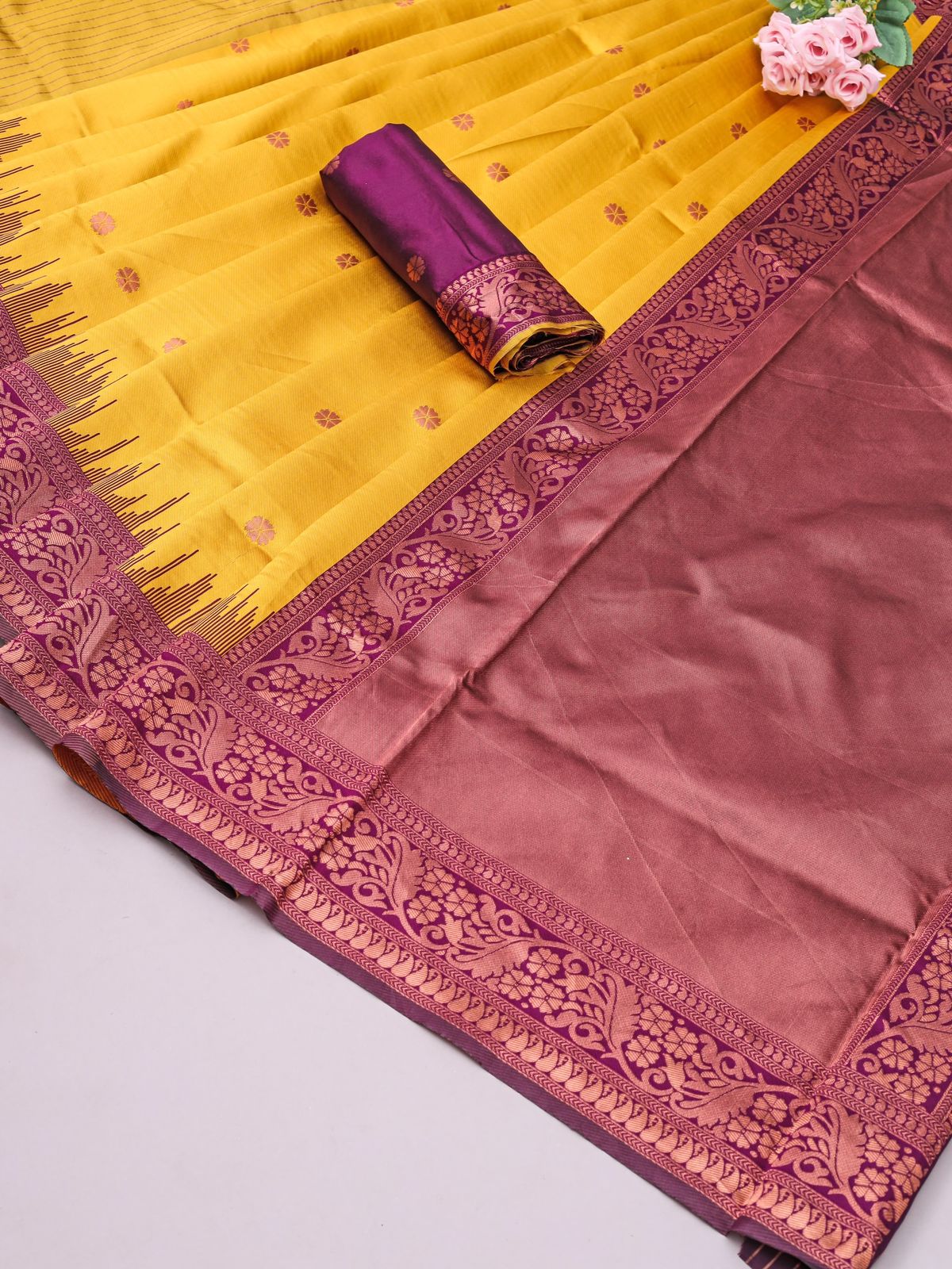 Mesmerising Yellow Soft Silk Saree With Demanding Blouse Piece