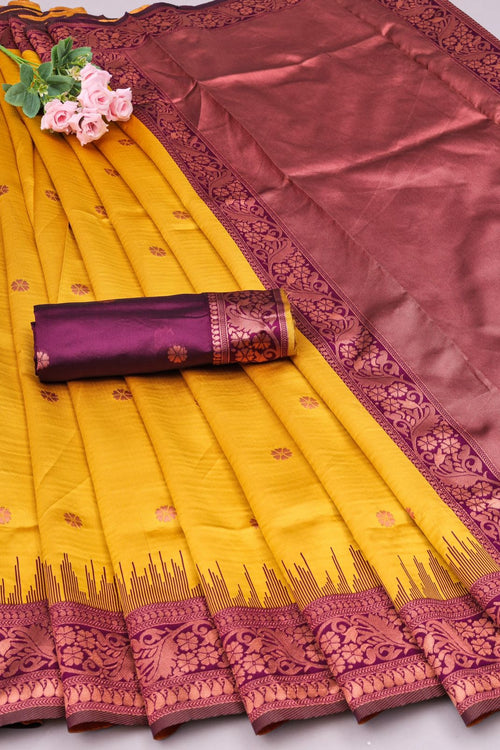 Load image into Gallery viewer, Mesmerising Yellow Soft Silk Saree With Demanding Blouse Piece
