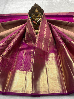 Trendy Purple Pure Banarasi Silk Saree With Lagniappe Blouse Piece