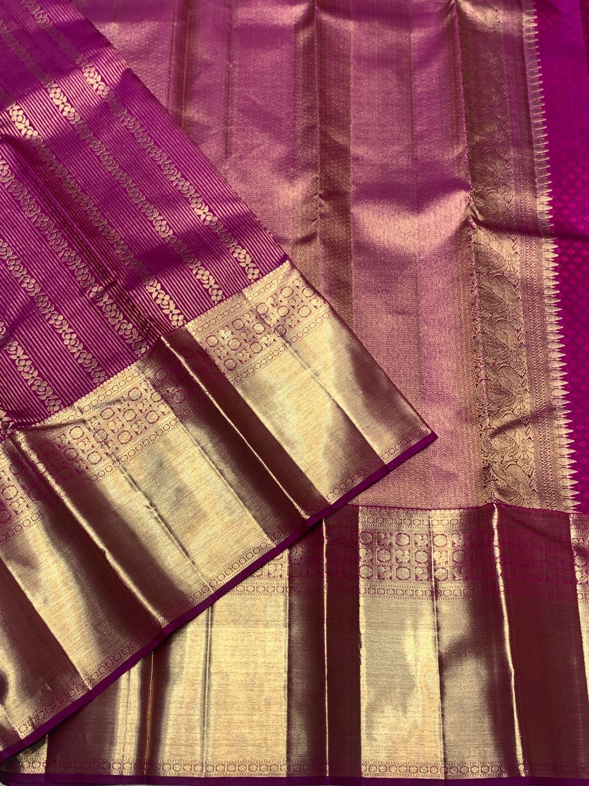 Trendy Purple Pure Banarasi Silk Saree With Lagniappe Blouse Piece