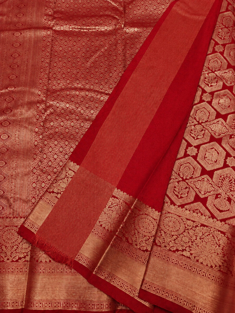 Opulent Red Pure Banarasi Silk Saree With Prettiest Blouse Piece