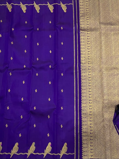 Refreshing Royal Blue Pure Banarasi Silk Saree With Ephemeral Blouse Piece