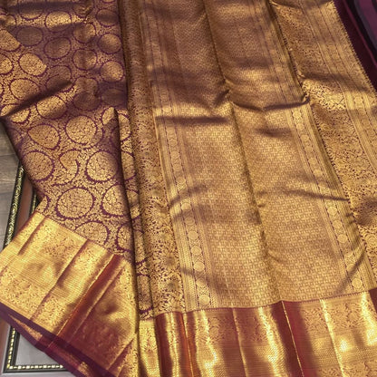 Amiable Wine Pure Banarasi Silk Saree With Gorgeous Blouse Piece