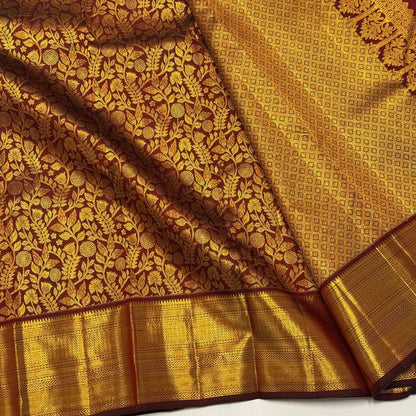 Magnificat Maroon Pure Banarasi Silk Saree With Assemblage Blouse Piece