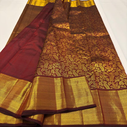 Magnificat Maroon Pure Banarasi Silk Saree With Assemblage Blouse Piece