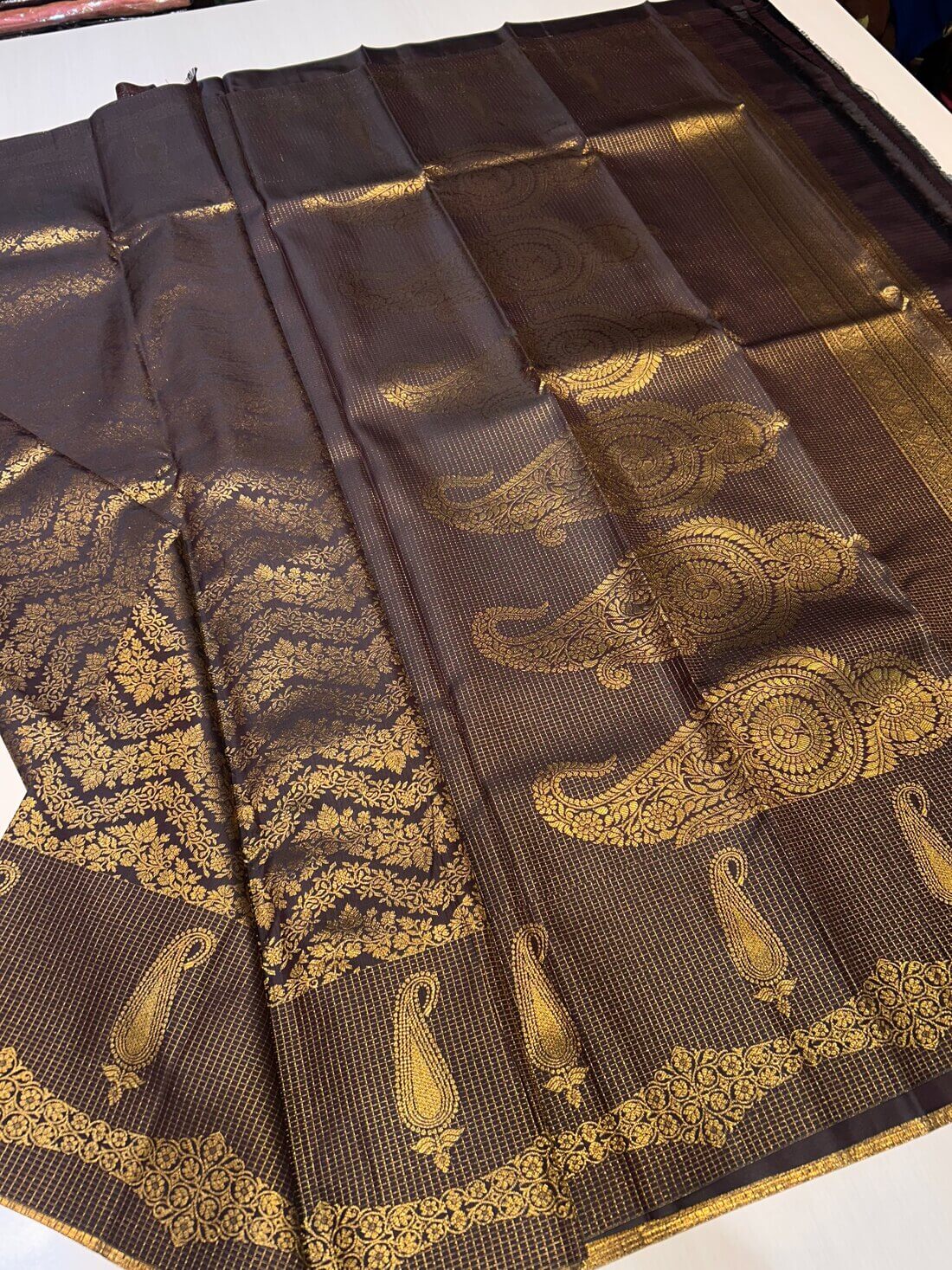 Conflate Brown Pure Banarasi Silk Saree With Blissful Blouse Piece
