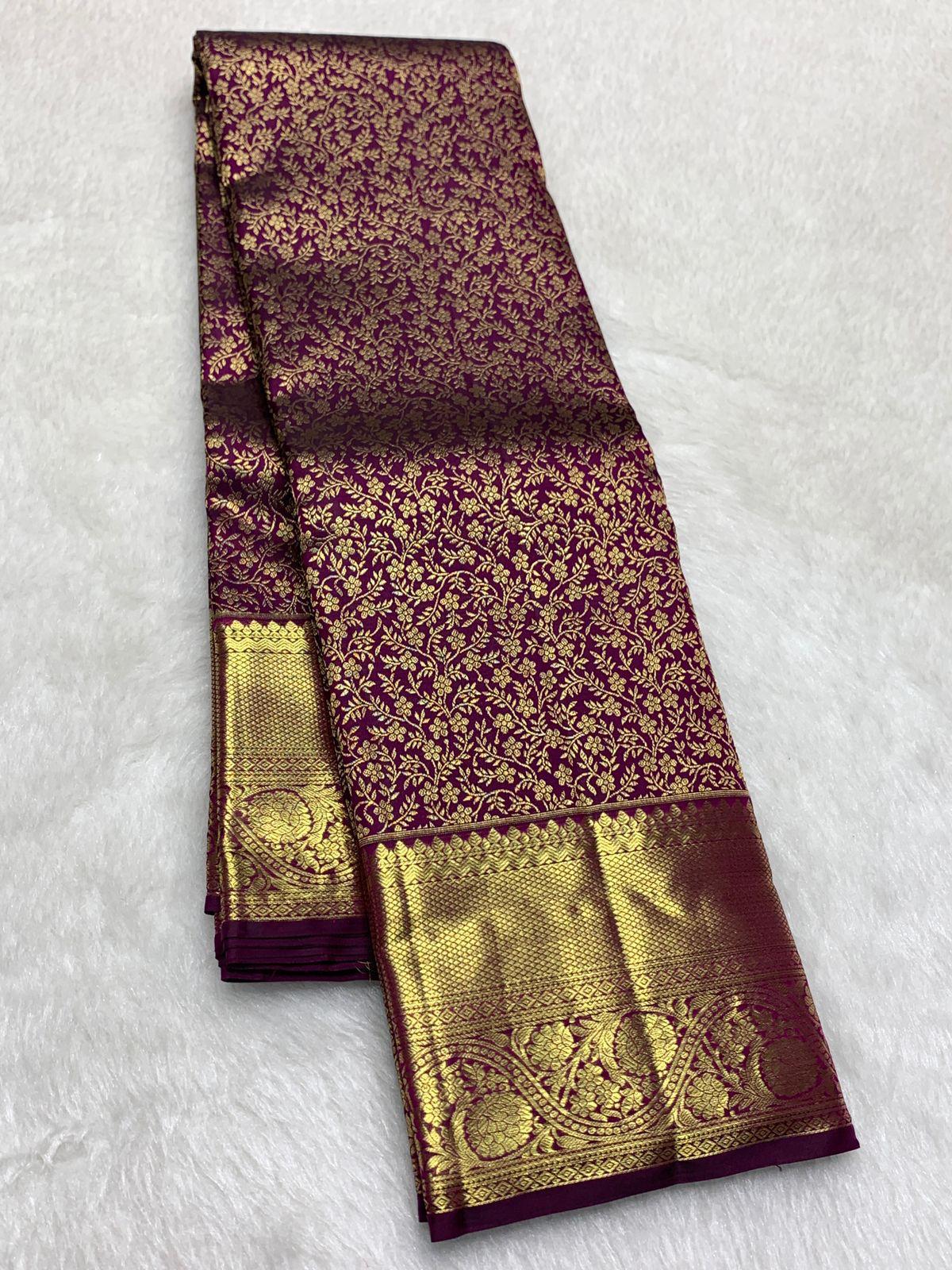 Whimsical Purple Pure Banarasi Silk Saree With Pretty Blouse Piece