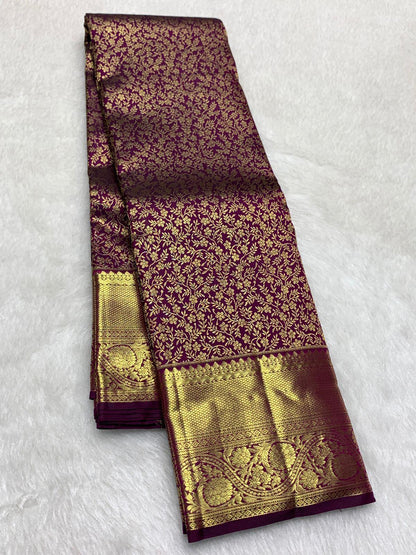 Whimsical Purple Pure Banarasi Silk Saree With Pretty Blouse Piece