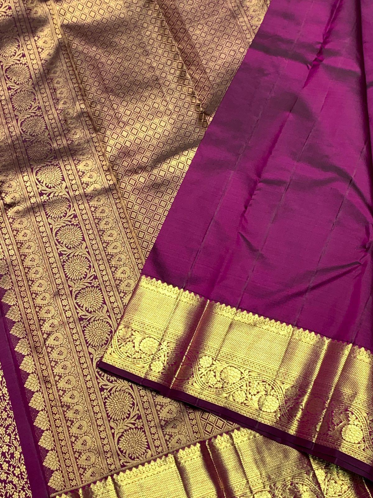 Whimsical Purple Pure Banarasi Silk Saree With Pretty Blouse Piece