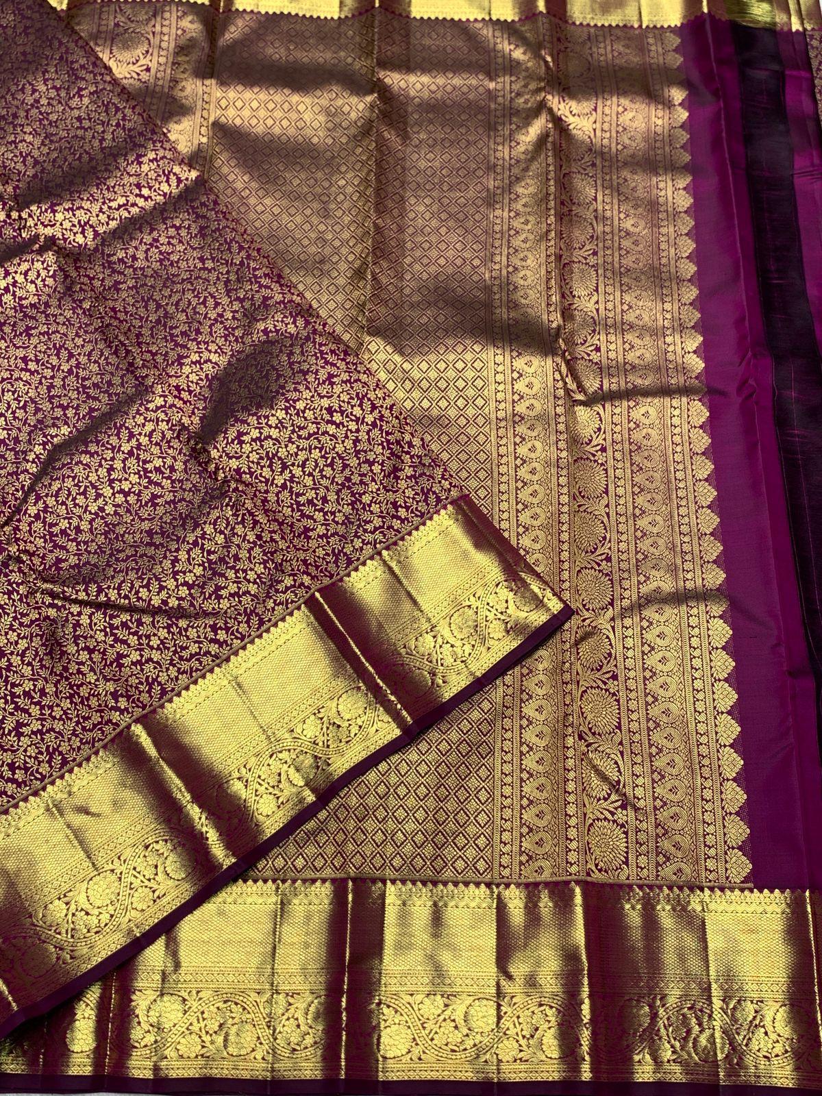 Whimsical Purple Pure Banarasi Silk Saree With Pretty Blouse Piece