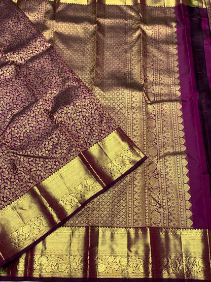Whimsical Purple Pure Banarasi Silk Saree With Pretty Blouse Piece