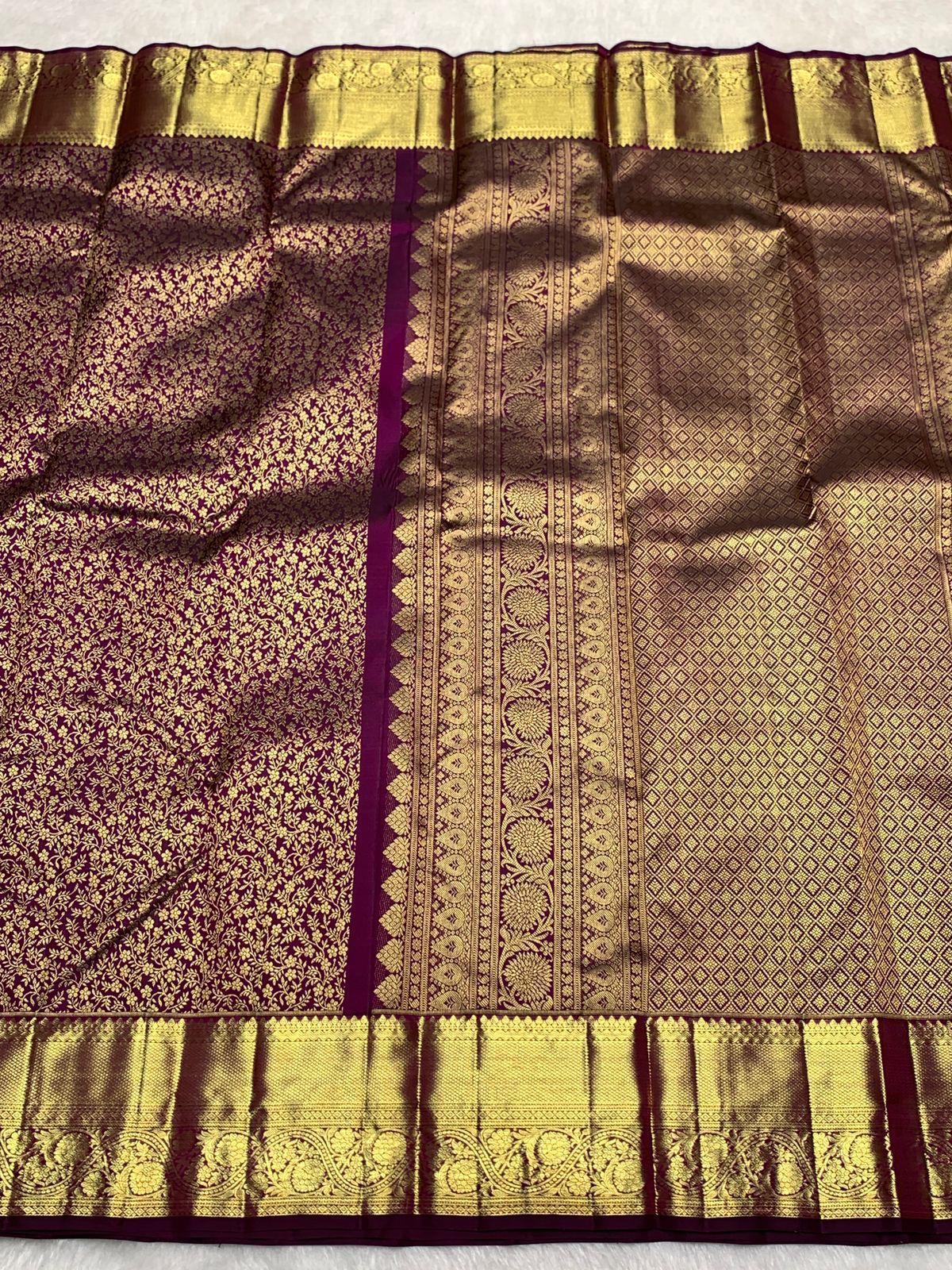 Whimsical Purple Pure Banarasi Silk Saree With Pretty Blouse Piece