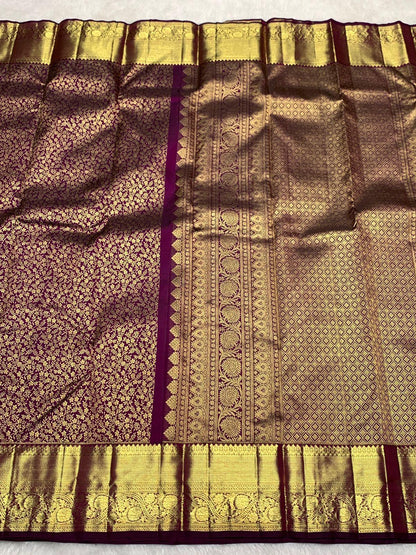 Whimsical Purple Pure Banarasi Silk Saree With Pretty Blouse Piece