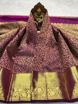 Whimsical Purple Pure Banarasi Silk Saree With Pretty Blouse Piece